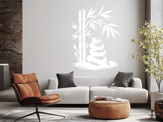 Preview: Wandtattoo Bambusstängel mit Zen Steinen Preview: Wandtattoo Bambusstängel mit Zen Steinen - Ansicht Farbauswahl