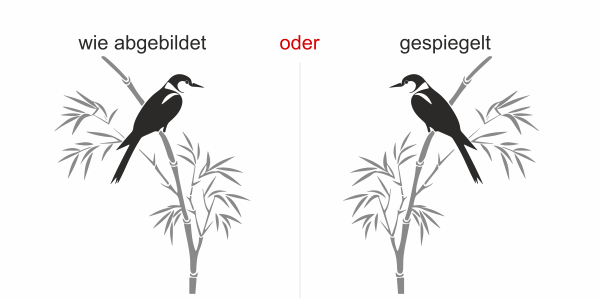 Preview: Wandtattoo Mehrfarbiger Bambuszweig mit Vogel Preview: Wandtattoo Mehrfarbiger Bambuszweig mit Vogel - Ansicht Ausrichtung