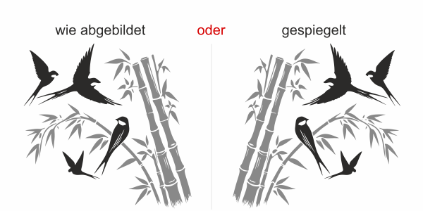 Preview: Wandtattoo Mehrfarbiges Bambusrohr mit Vögeln Preview: Wandtattoo Mehrfarbiges Bambusrohr mit Vögeln - Ansicht Ausrichtung